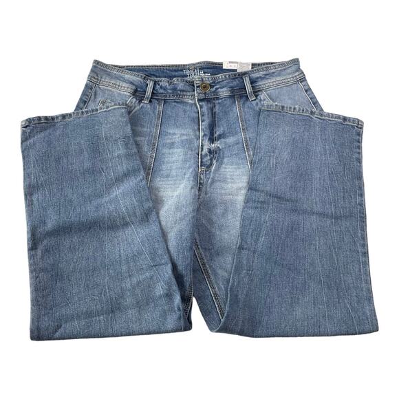 Time and Tru Womens Size 14 Utility Slim High Rise Denim Blue Jeans Medium Wash - Picture 2 of 13